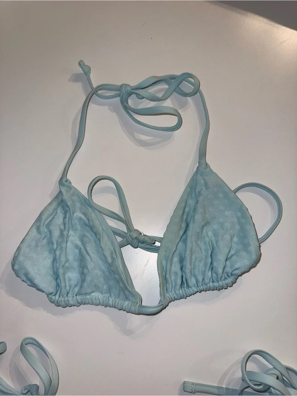 Frankie’s Bikinis Light Blue Triangle Tie Bikini Set